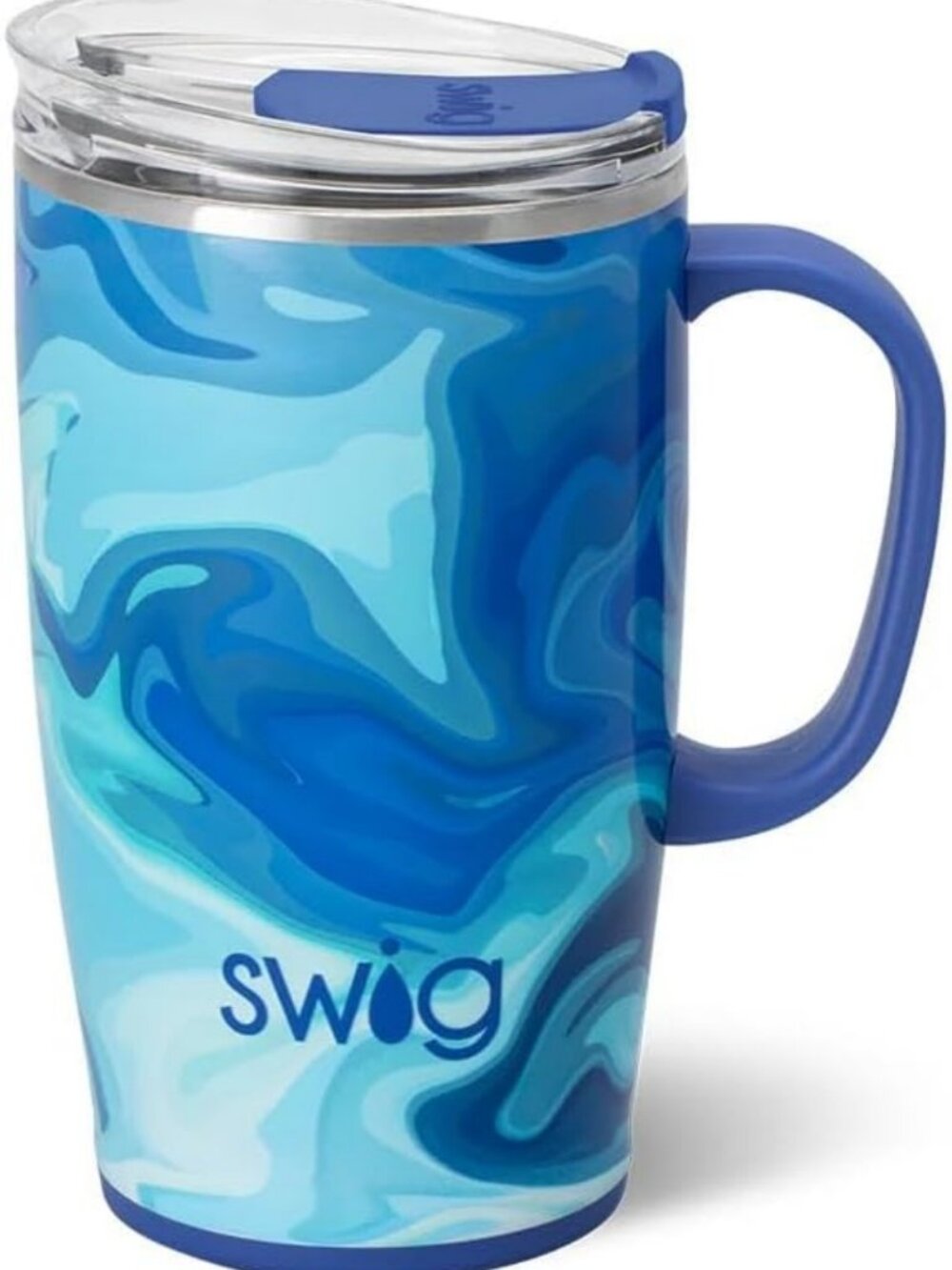 18oz Insulated Travel Mug with Handle & Lid - Stylish Blue Lagoon Design